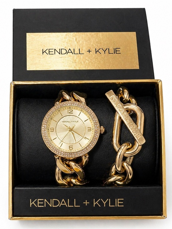 Kendall & Kylie Accessories - Kendall & Kylie Gold-Tone Chain Watch and Bracelet Set